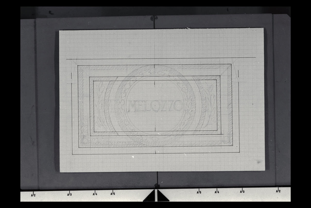 Disegno per un pannello di dedica a Melozzo nella Nuova Pinacoteca Vaticana (disegno) di Beltrami, Luca (sec. XX)