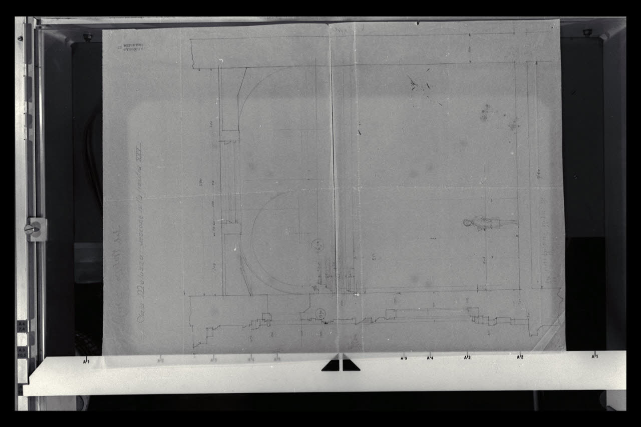 Sezione sulla finestra XXV della Sala Melozzo nella Nuova Pinacoteca Vaticana (disegno) di Beltrami, Luca (sec. XX)