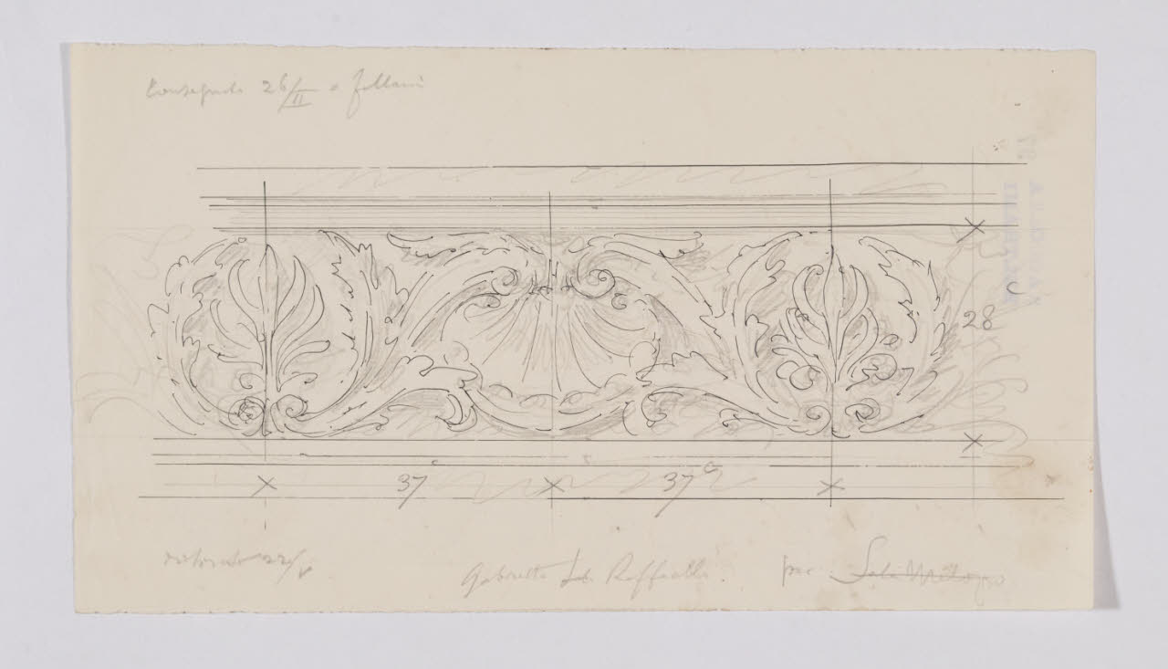 Cornice decorativa del gabinetto Raffaello nella Nuova Pinacoteca Vaticana (disegno) di Beltrami, Luca (ca. 1929 - ca. 1931)