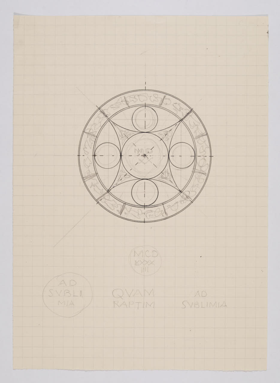 Disegno preparatorio per i tondi di decorazione del velario della sala di Raffaello nella Nuova Pinacoteca Vaticana (disegno) di Beltrami, Luca (ca. 1929 - ca. 1931)