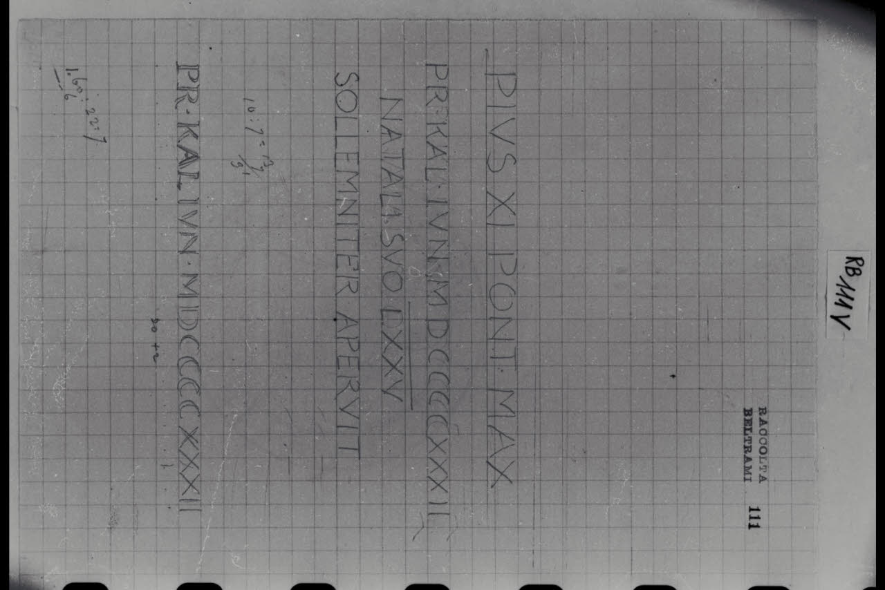 Iscrizione in latino (disegno) di Beltrami, Luca (sec. XX)