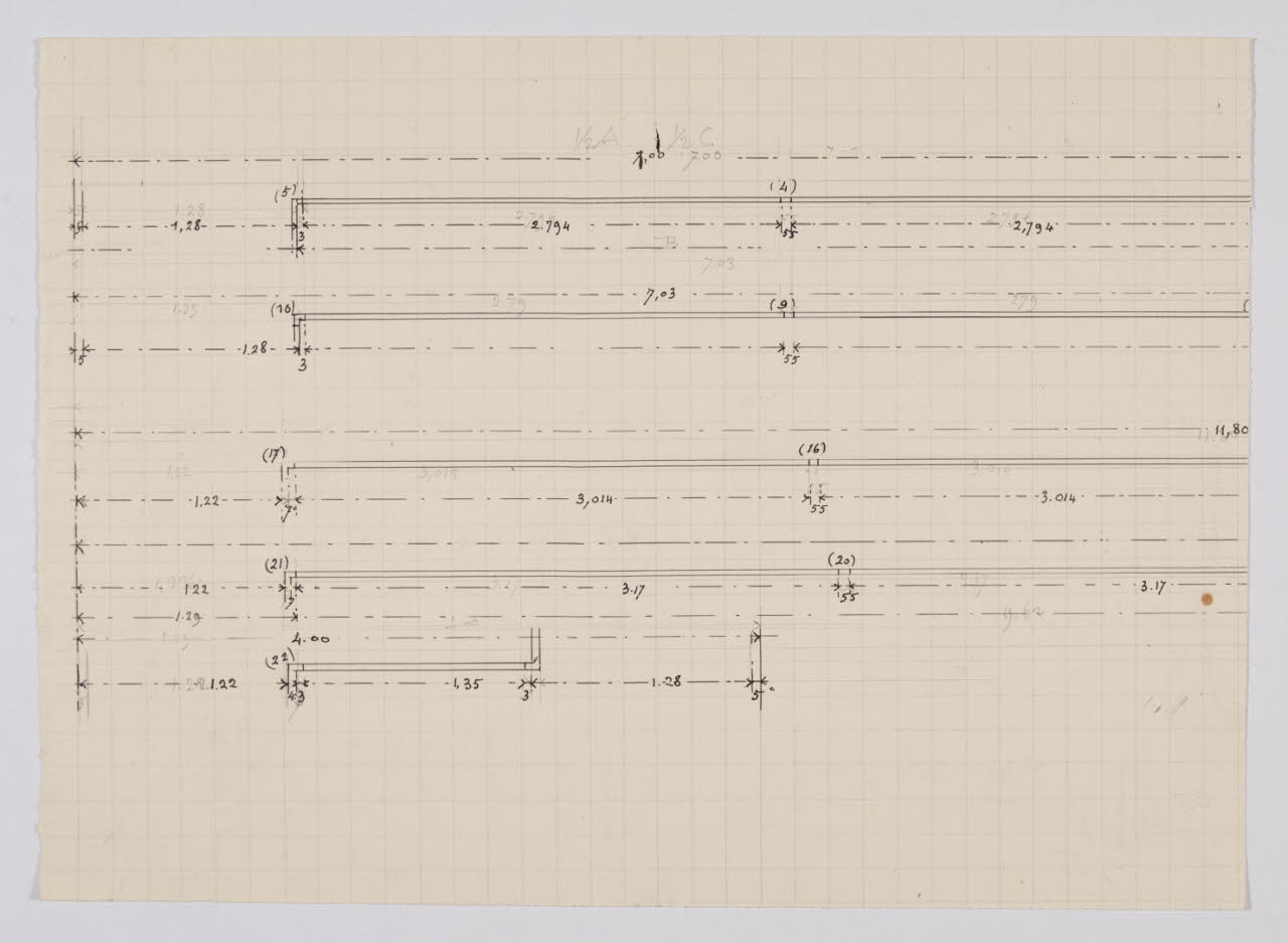 Studi di misure per una stanza nella Nuova Pinacoteca Vaticana, forse la Sala di Raffaello (disegno) di Beltrami, Luca (ca. 1929 - ca. 1931)