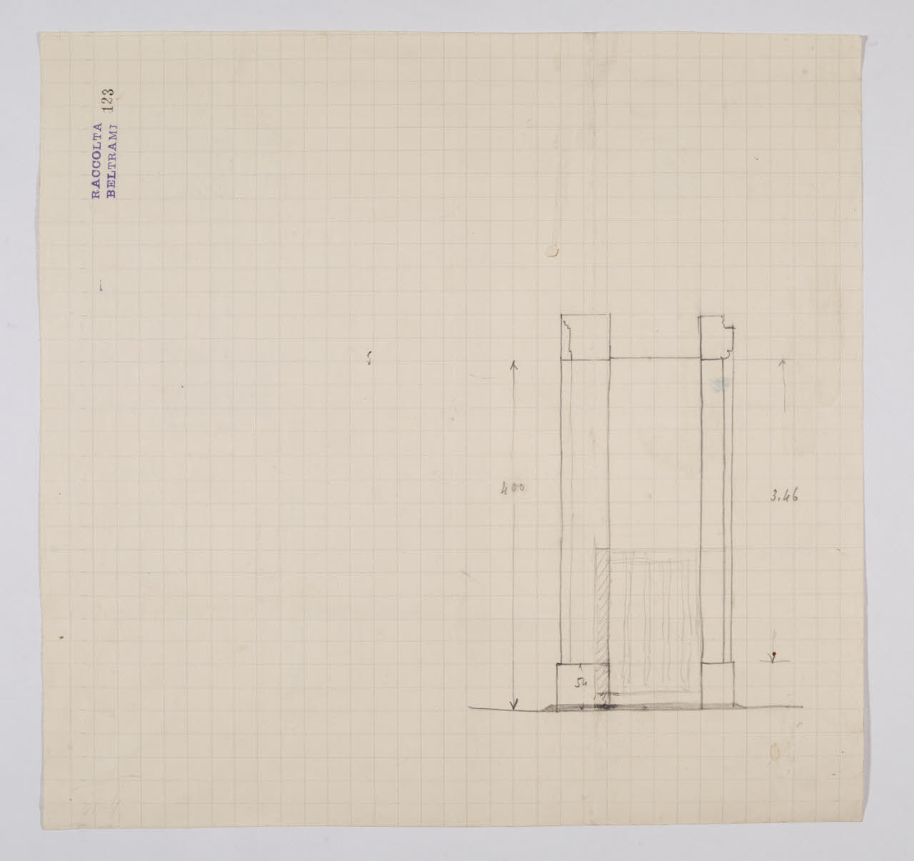 Schizzo di studio per la collocazione degli arazzi di Raffaello nella Nuova Pinacoteca Vaticana (disegno) di Beltrami, Luca (ca. 1929 - ca. 1931)