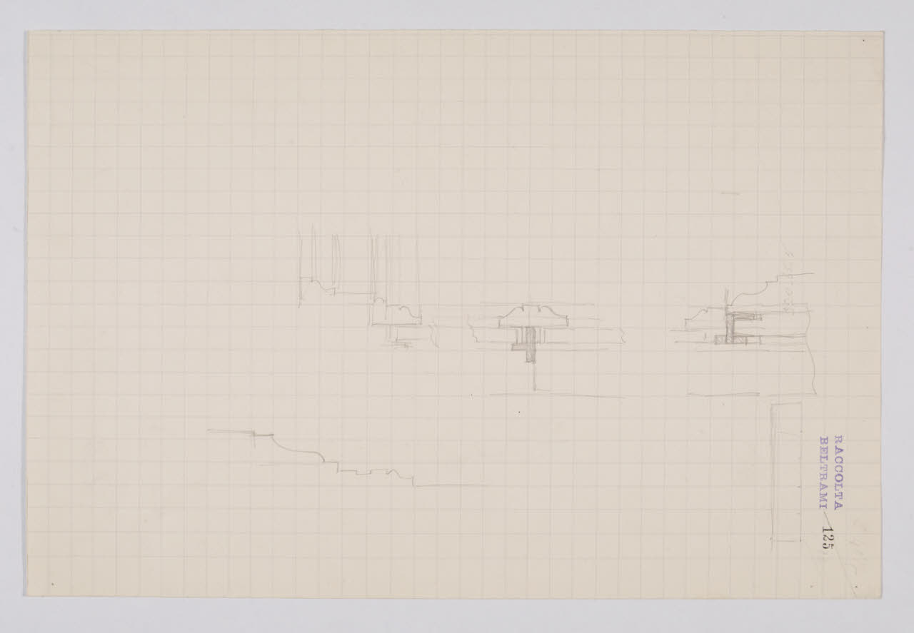 Schizzo di studio per la collocazione degli arazzi di Raffaello nella Nuova Pinacoteca Vaticana (disegno) di Beltrami, Luca (ca. 1929 - ca. 1931)