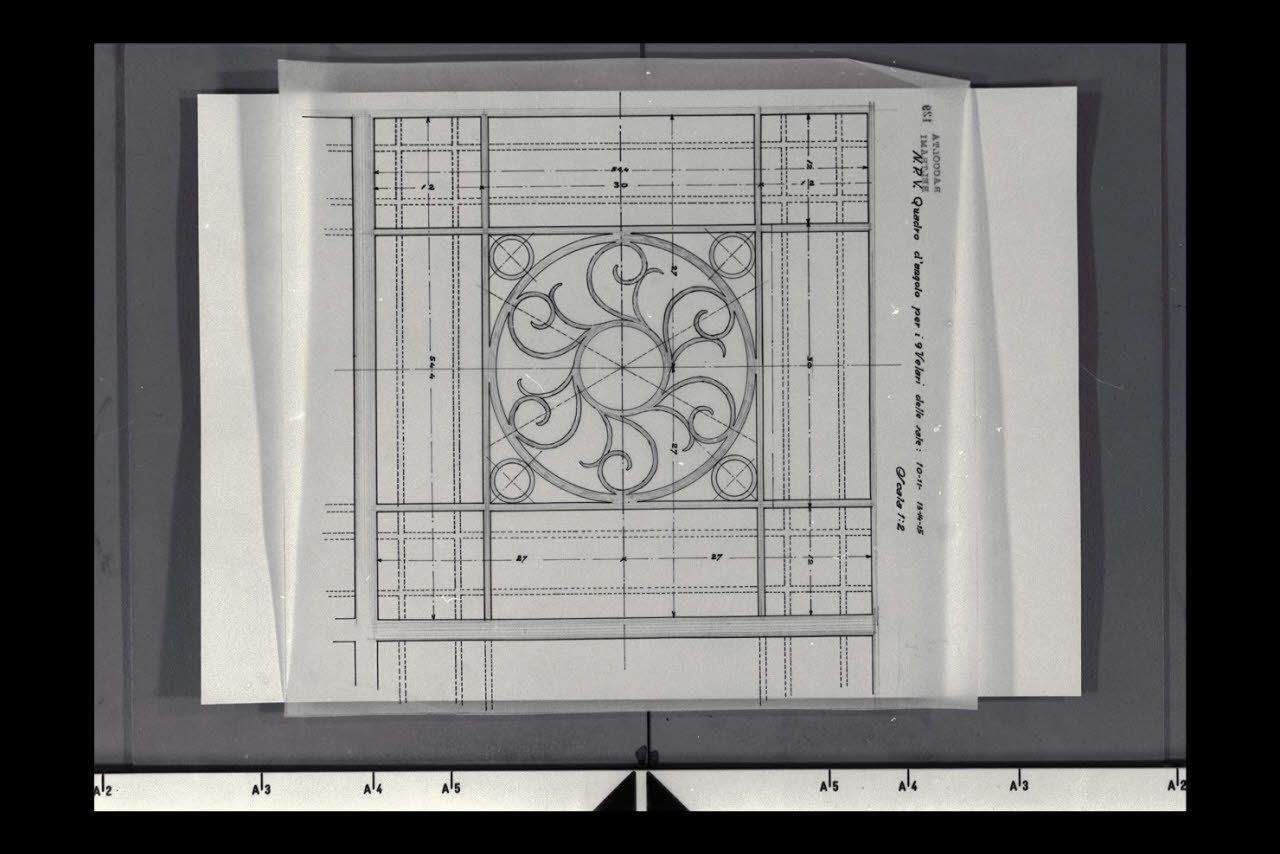 Quadro d'angolo per i nove velari di alcune sale nella Nuova Pinacoteca Vaticana (disegno) di Beltrami, Luca (ca. 1929 - ca. 1931)