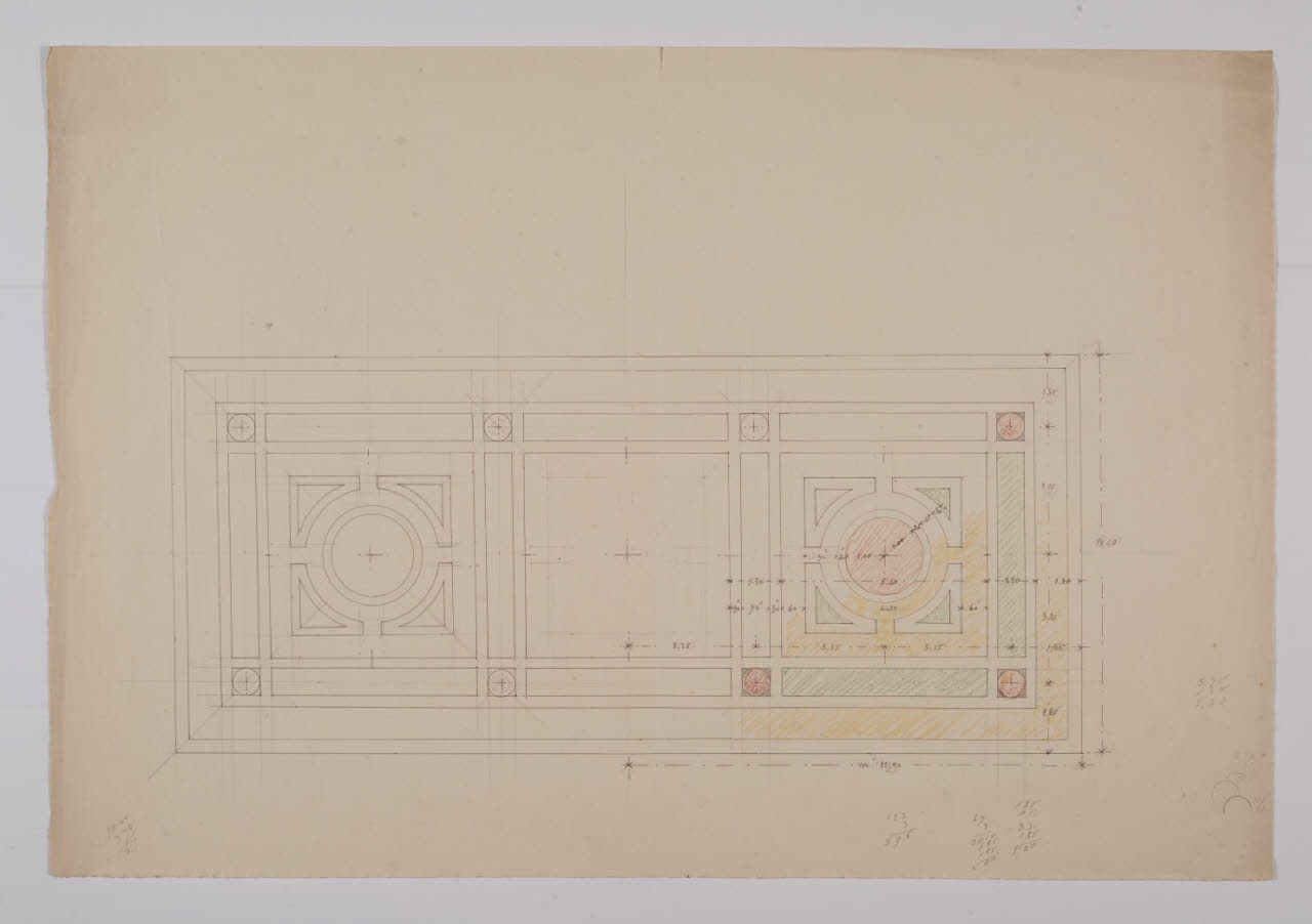 Studio della decorazione a pavimento della sala Raffaello nella Nuova Pinacoteca Vaticana (disegno) di Beltrami, Luca (sec. XX)
