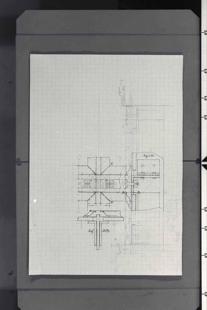 Dettaglio probabilmente di un serramento per la Nuova Pinacoteca Vaticana (disegno) di Beltrami, Luca ((?)) (sec. XX)