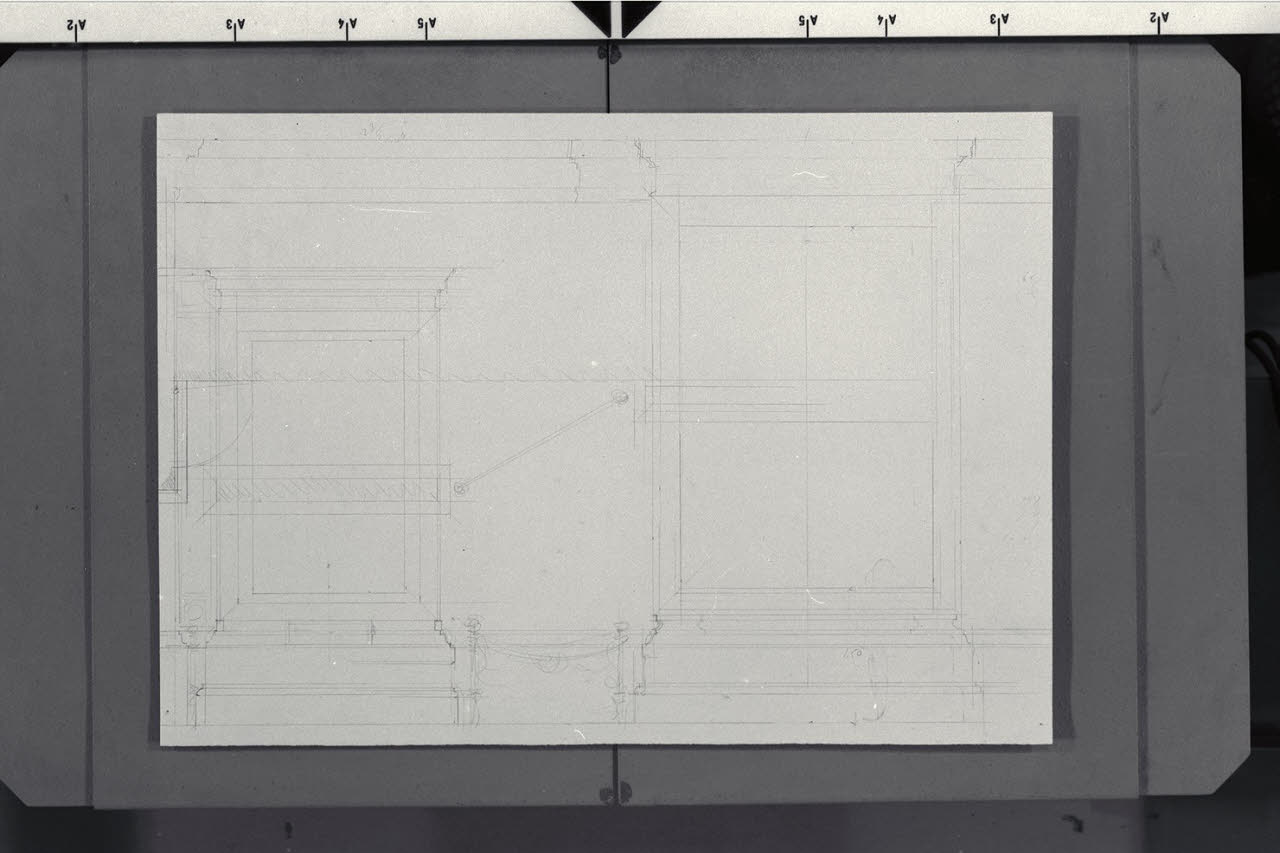 Alzato delle cornici per la collocazione dei quadri nella Nuova Pinacoteca Vaticana (disegno) di Beltrami, Luca ((?)) (sec. XX)