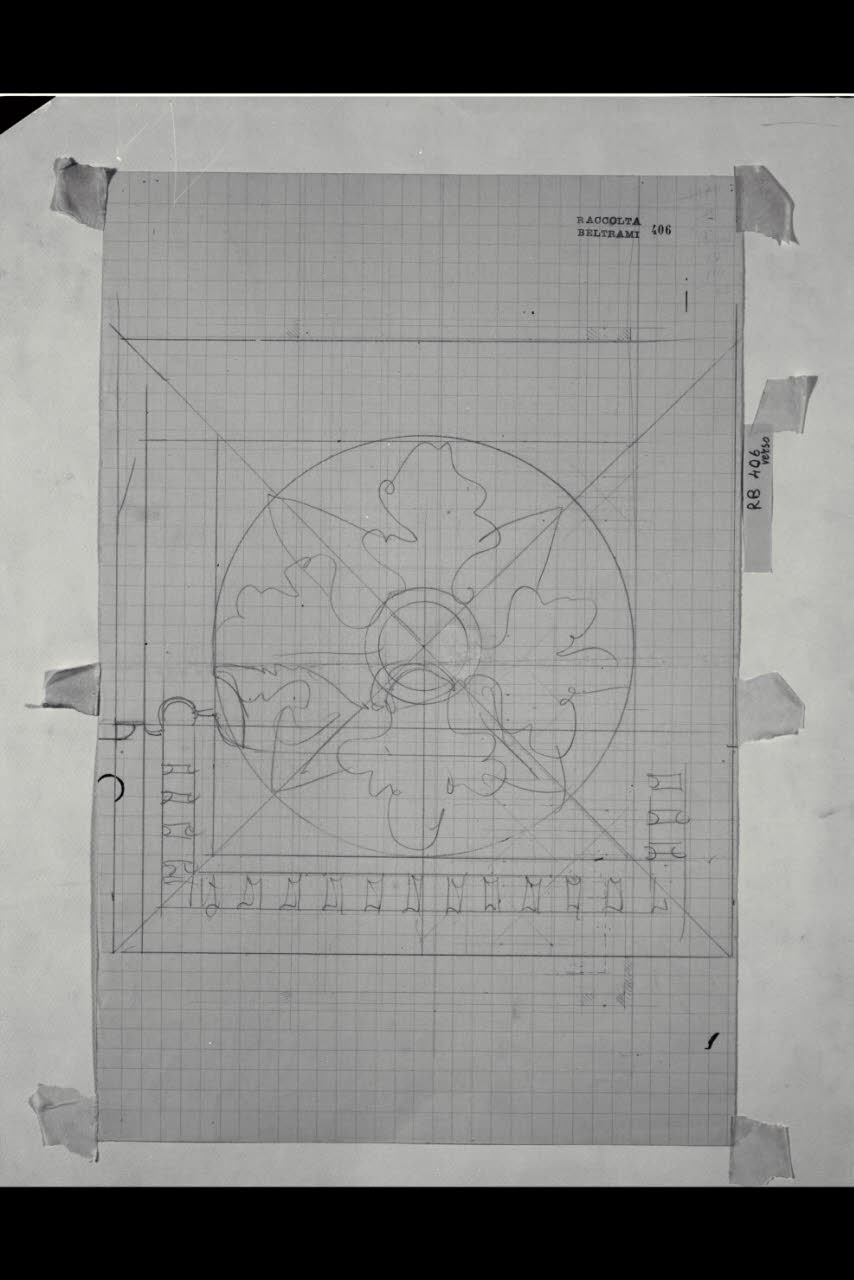 Disegno per una decorazione dell'angolo di una cornice nella Nuova Pinacoteca Vaticana (disegno) di Beltrami, Luca ((?)) (sec. XX)