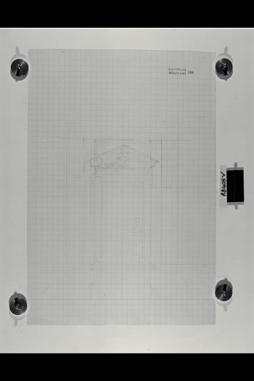 Schizzo per un comparto di un prospetto nella Nuova Pinacoteca Vaticana (disegno) di Beltrami, Luca ((?)) (sec. XX)