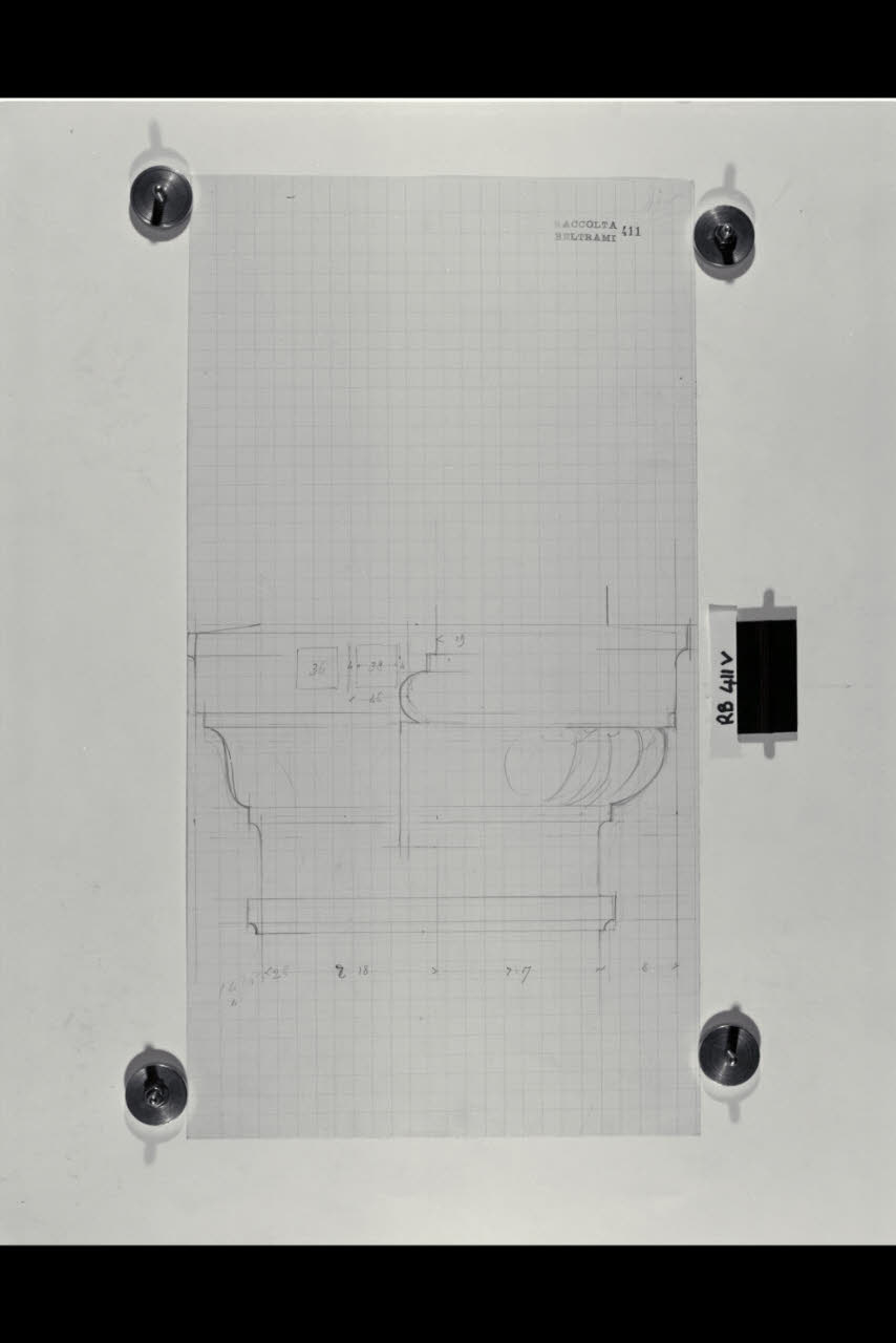 Schizzo di un capitello per la Nuova Pinacoteca Vaticana (disegno) di Beltrami, Luca ((?)) (sec. XX)