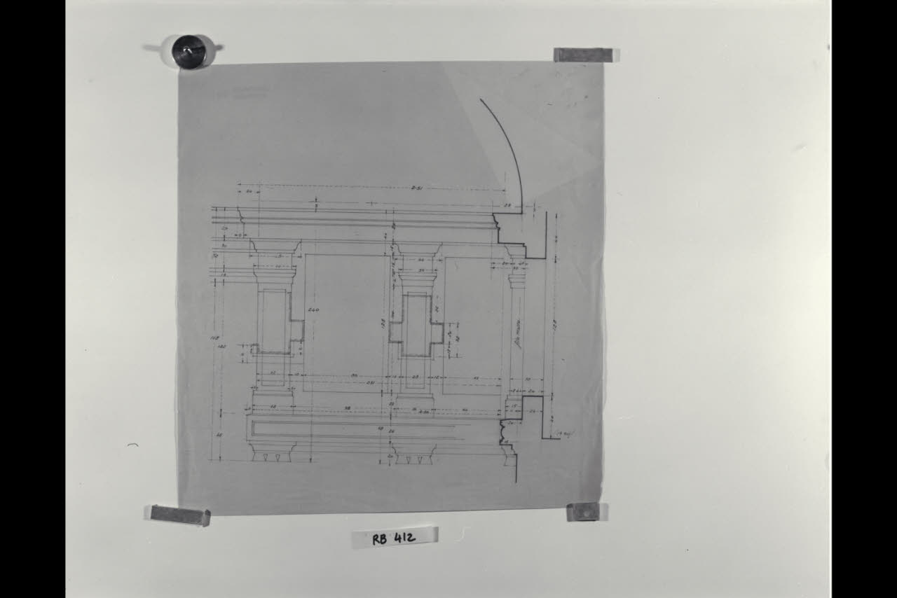 Studio di architettura per la Nuova Pinacoteca Vaticana (disegno) di Beltrami, Luca ((?)) (sec. XX)