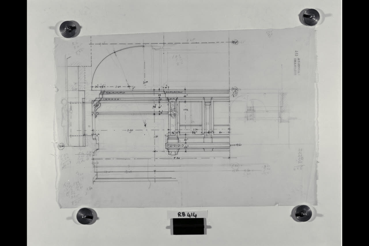 Studio di architettura per la Nuova Pinacoteca Vaticana (disegno) di Beltrami, Luca ((?)) (sec. XX)