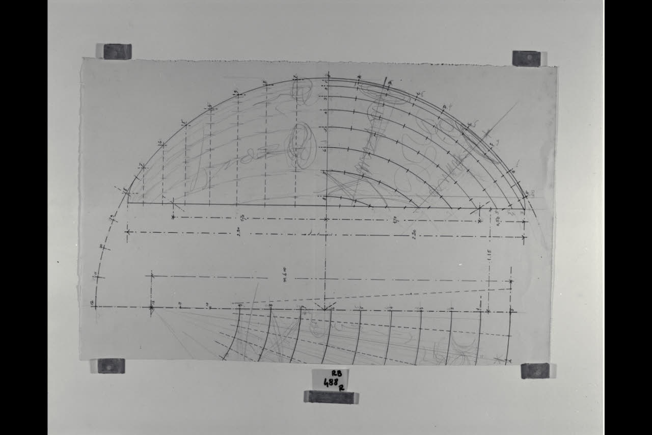 Schema per il mosaico del Nicchione nella Nuova Pinacoteca Vaticana (disegno) di Beltrami, Luca ((?)) (sec. XX)