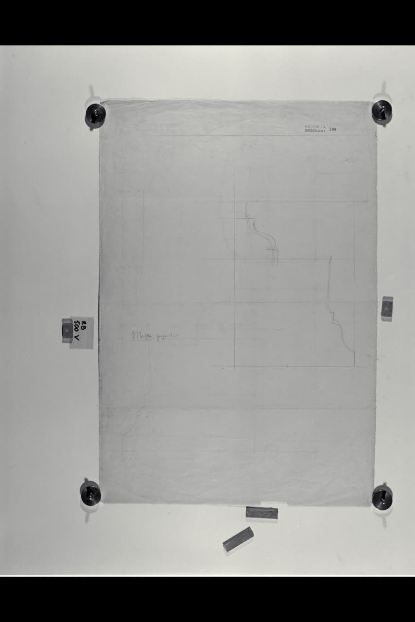 Schizzi di profili per cornici nella Nuova Pinacoteca Vaticana (disegno) di Beltrami, Luca ((?)) (sec. XX)