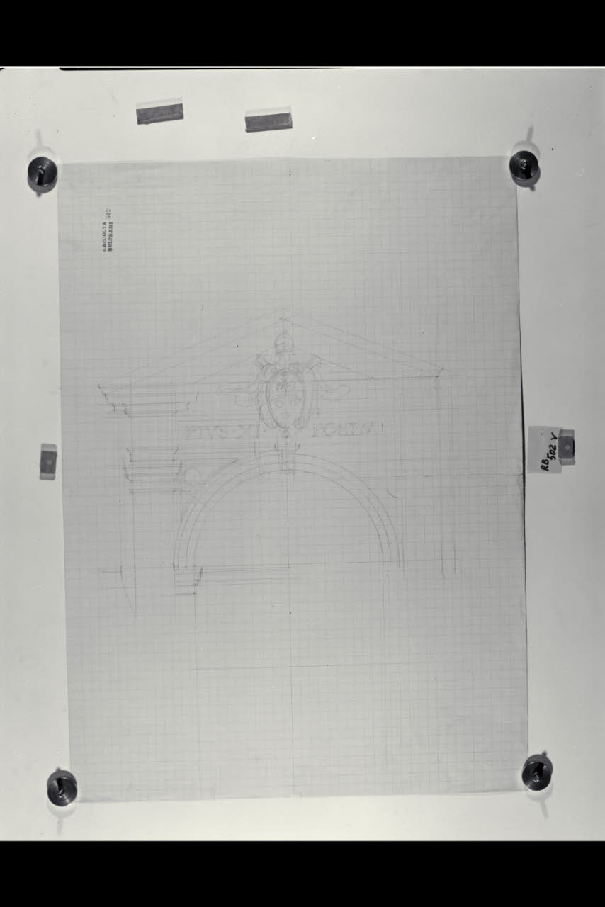 Alzato della parte superiore del Nicchione nella Nuova Pinacoteca Vaticana (disegno) di Beltrami, Luca ((?)) (sec. XX)