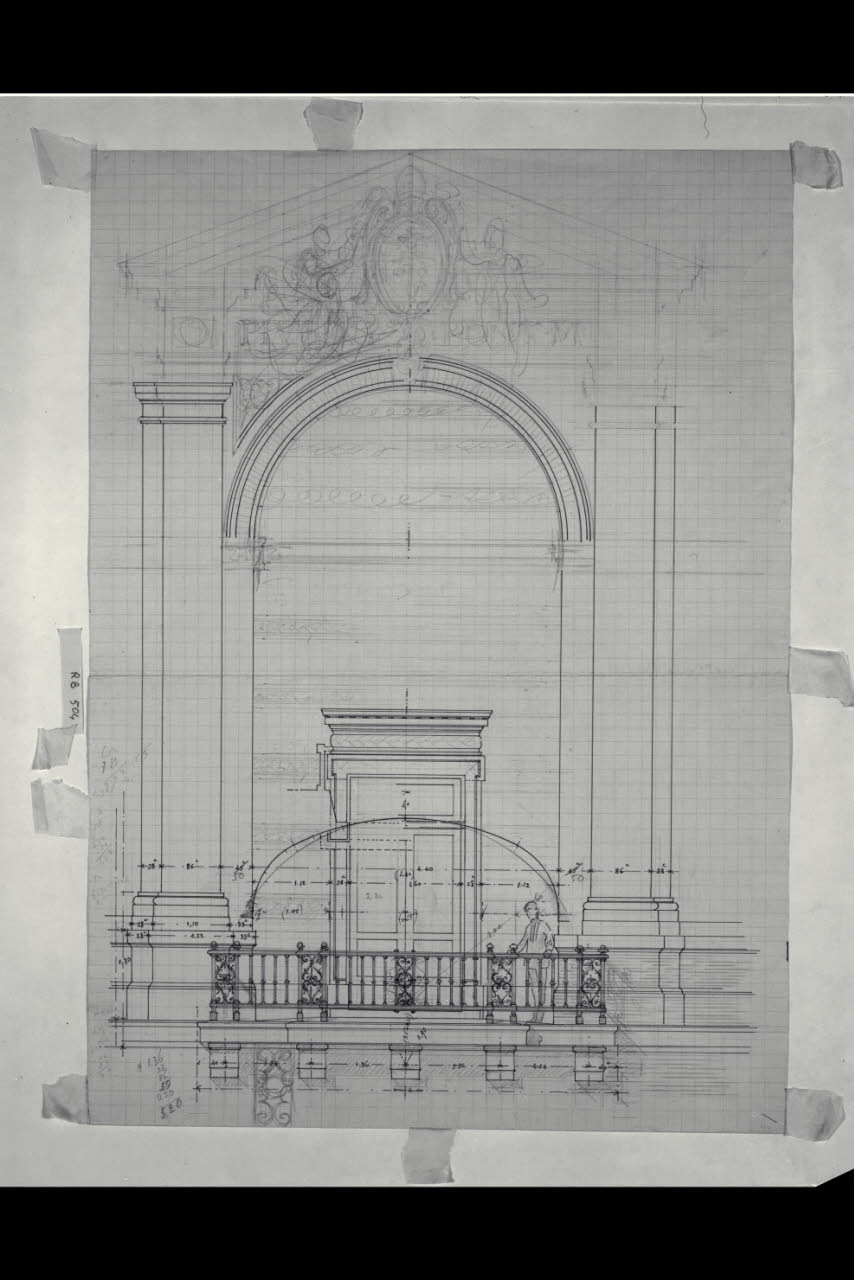 Prospetto del Nicchione nella Nuova Pinacoteca Vaticana (disegno) di Beltrami, Luca ((?)) (sec. XX)