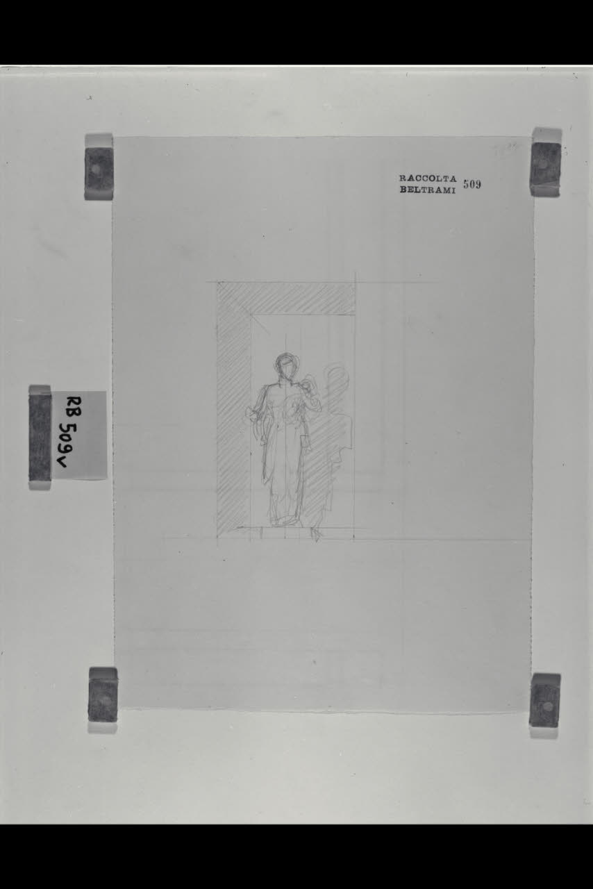 Schizzo di una statua nella Nuova Pinacoteca Vaticana (disegno) di Beltrami, Luca ((?)) (sec. XX)