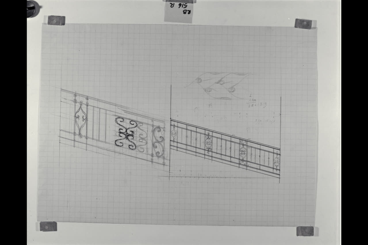 Inferriata di una scala nella Nuova Pinacoteca Vaticana (disegno) di Beltrami, Luca ((?)) (sec. XX)