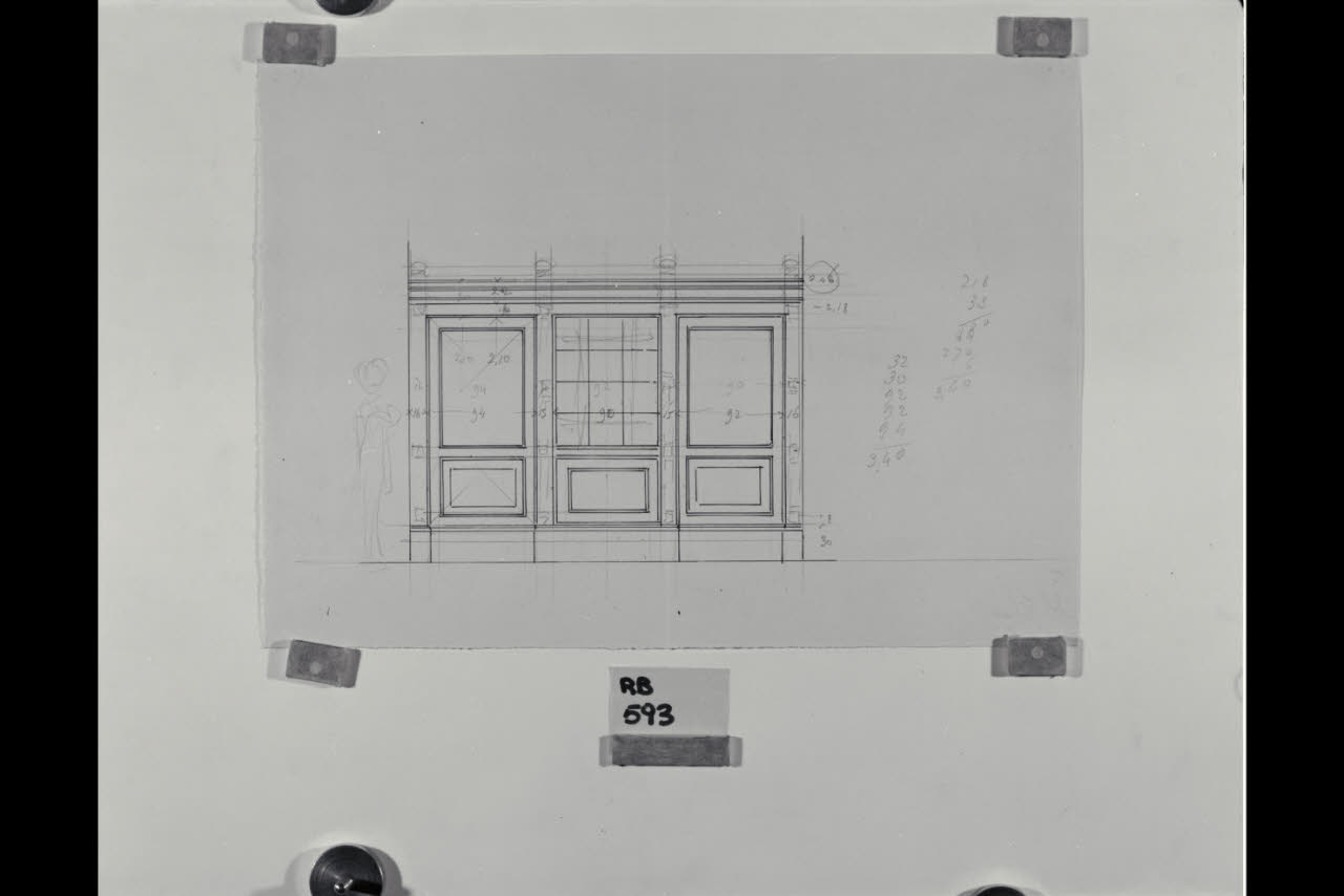 Prospetto del tramezzo del gabinetto del direttore della Nuova Pinacoteca Vaticana (disegno) di Beltrami, Luca ((?)) (sec. XX)