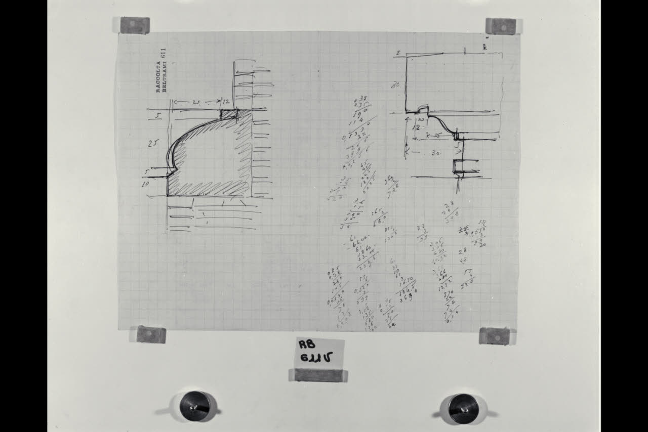 Sezioni dei dettagli di un fregio nella Nuova Pinacoteca Vaticana (disegno) di Beltrami, Luca ((?)) (sec. XX)