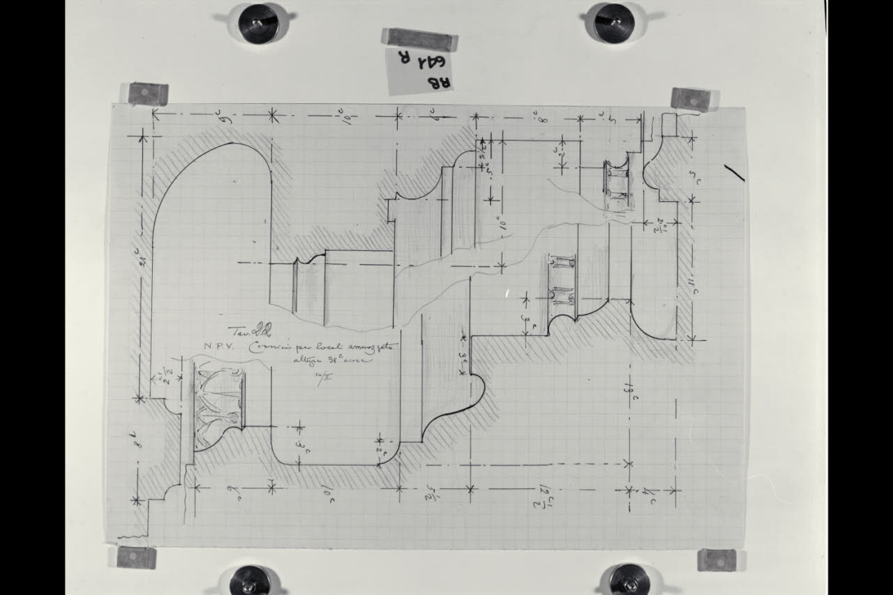 Cornici per locali dell'ammezzato nella Nuova Pinacoteca Vaticana (disegno) di Beltrami, Luca ((?)) (sec. XX)