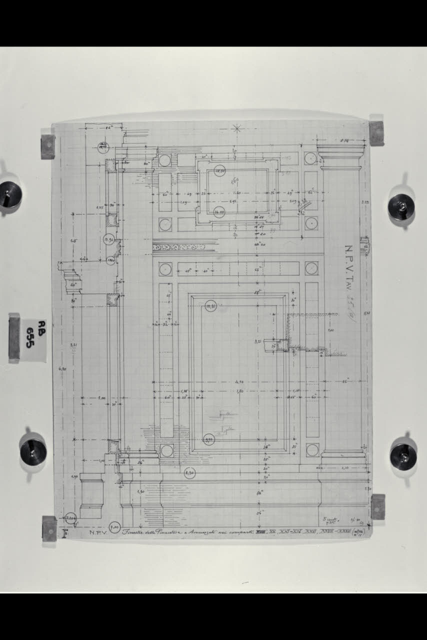 Finestre della Nuova Pinacoteca Vaticana e nell'ammezzato (disegno) di Beltrami, Luca (sec. XX)