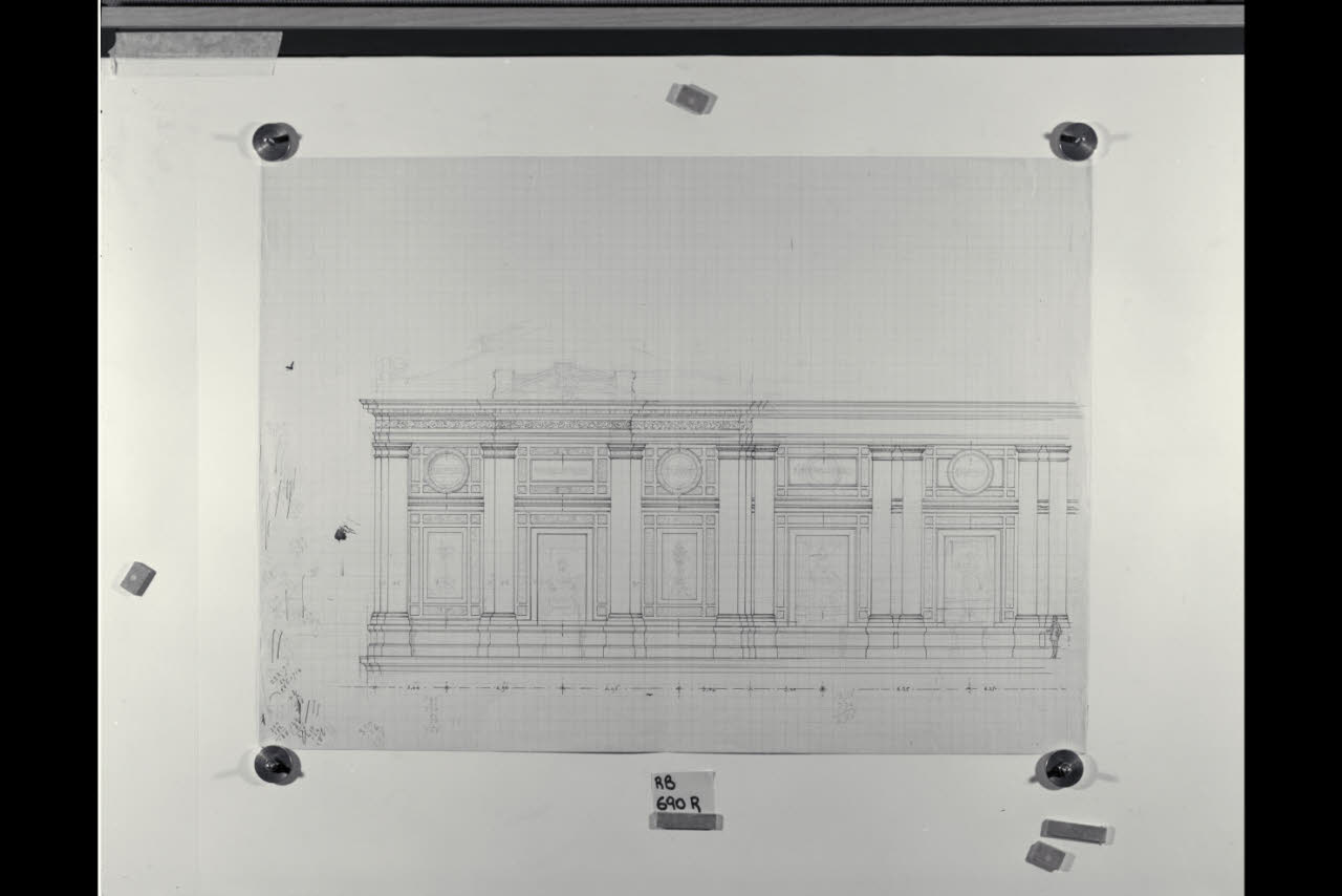 Prospetto della Nuova Pinacoteca Vaticana (disegno) di Beltrami, Luca ((?)) (sec. XX)