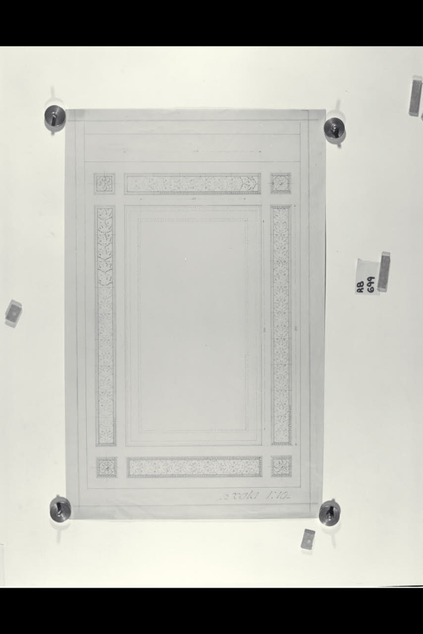 Schema per un fregio nella Nuova Pinacoteca Vaticana (disegno) di Beltrami, Luca ((?)) (sec. XX)