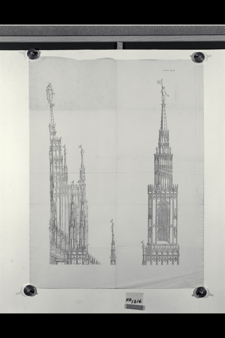 Duomo di Milano: Concorso Internazionale per la Nuova Facciata del Duomo di Milano. Progetto delle guglie (disegno) di Beltrami, Luca ((?)) (fine/inizio secc. XIX/ XX)