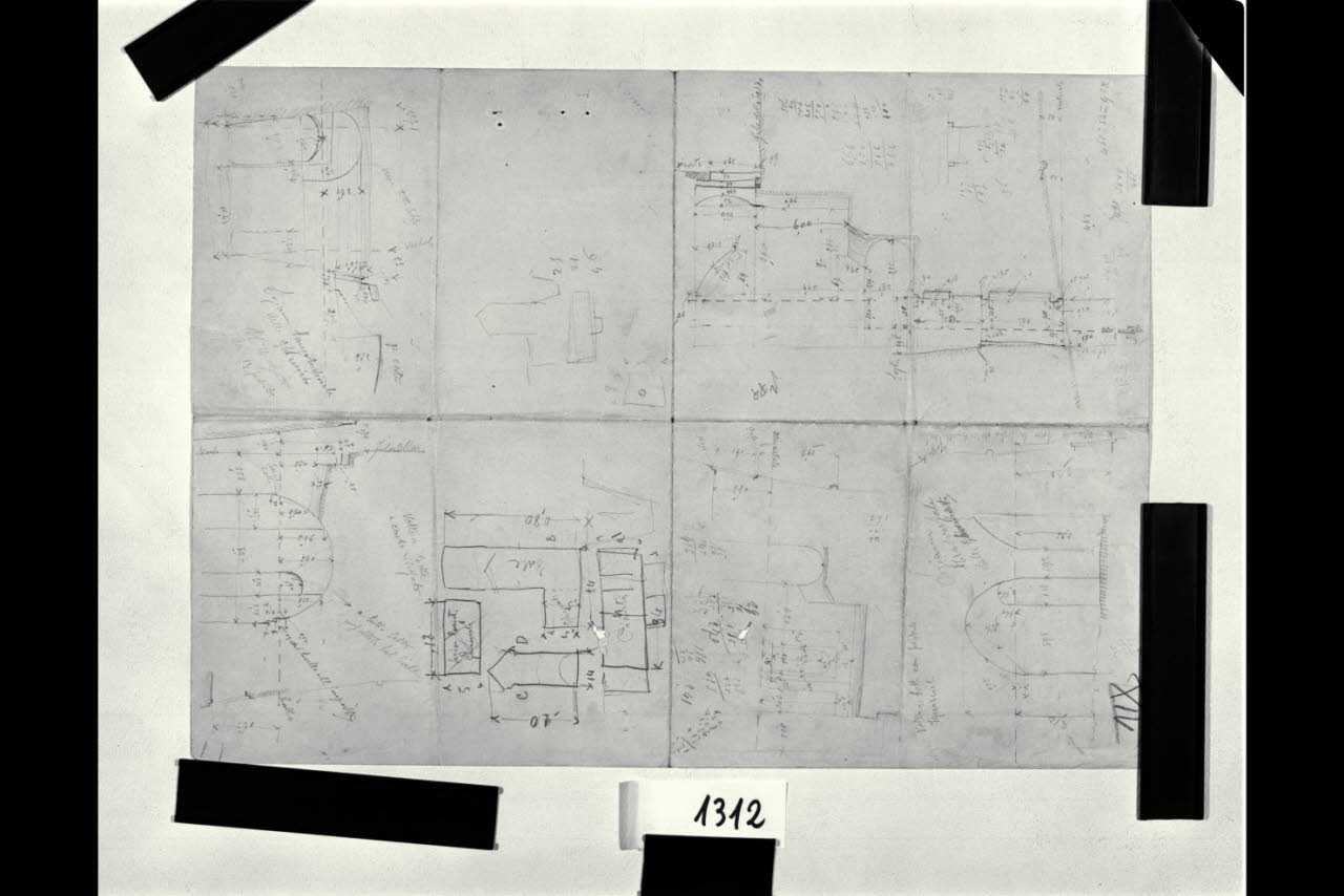 Schizzi quotati vari di rilievo per il Castello Sforzesco di Milano, Schizzi quotati vari di rilievo per il Castello Sforzesco di Milano (disegno) di Beltrami, Luca (sec. XIX)