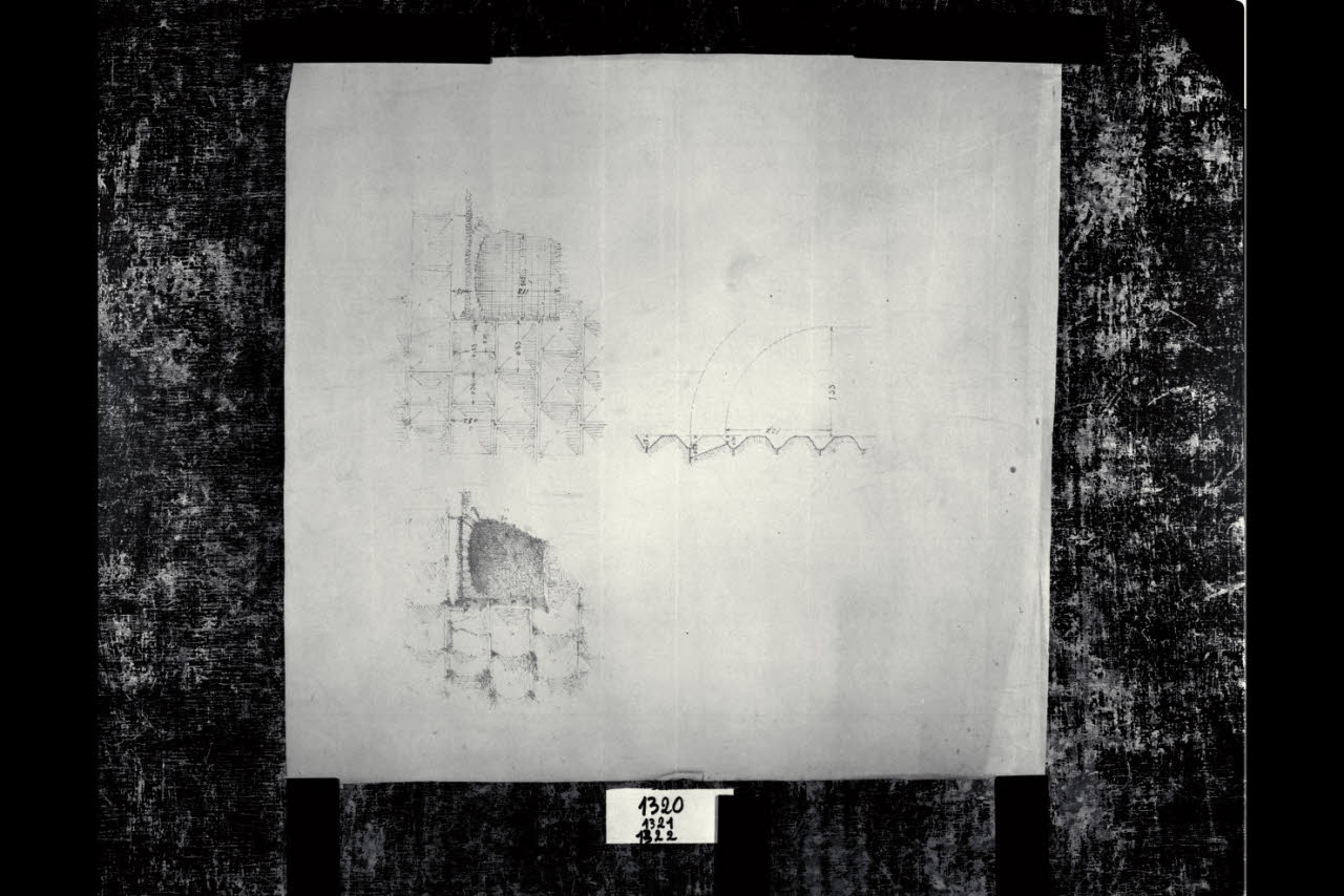 Dettagli delle bugne dei torrioni cilindrici del Castello Sforzesco di Milano (schizzi di rilievo), Dettagli delle bugne dei torrioni cilindrici del Castello Sforzesco di Milano (schizzi di rilievo) (disegno) di Beltrami, Luca (sec. XIX)