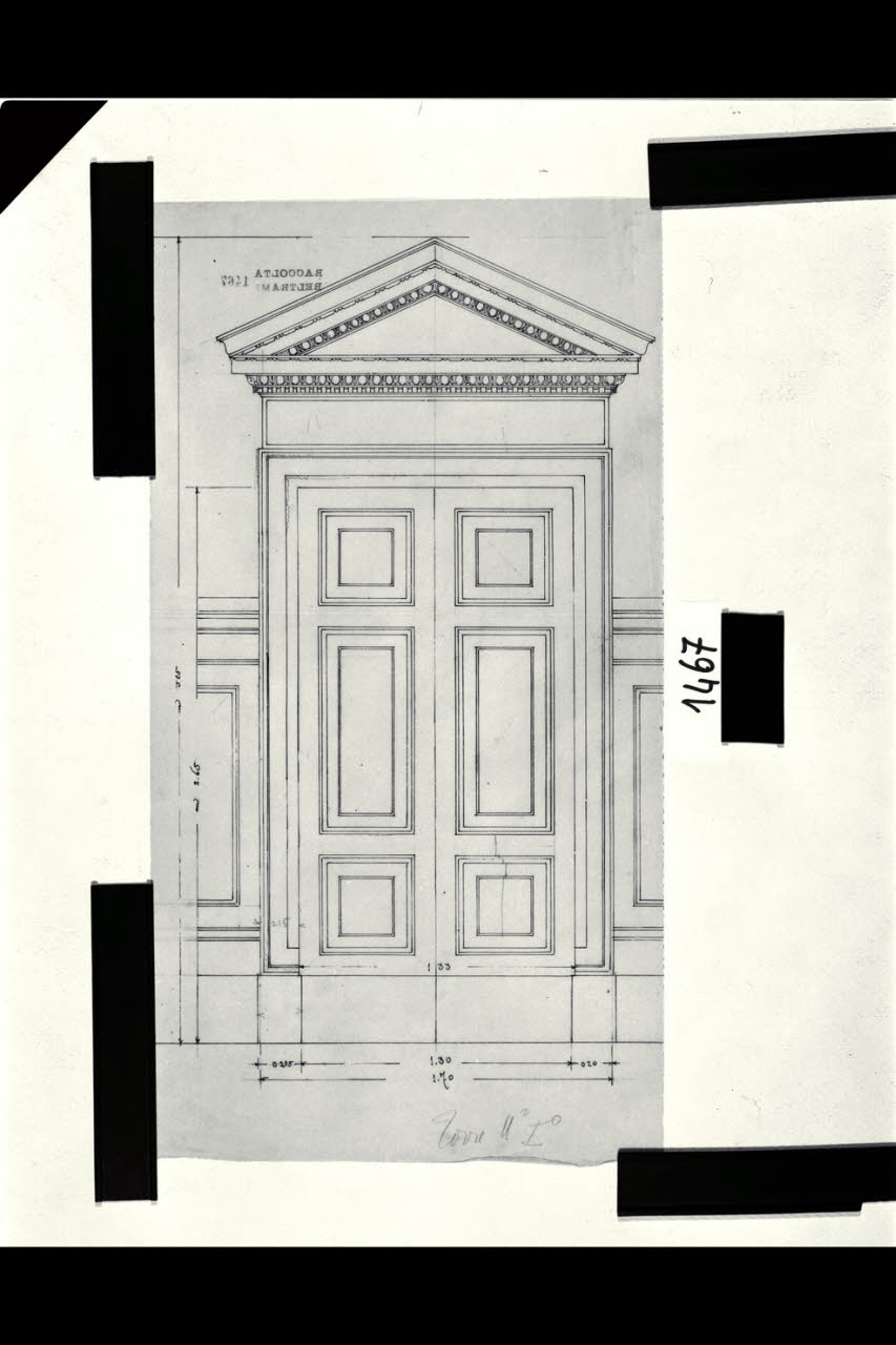 Disegno della porta d’ingresso della Sala Castellana del Castello Sforzesco di Milano (interno) (disegno) di Beltrami, Luca (sec. XIX)