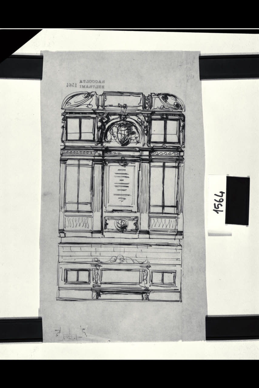 Milano, Palazzo Marino: scalone, Milano, Palazzo Marino. Scalone (disegno) di Beltrami, Luca (fine/inizio secc. XIX/ XX)