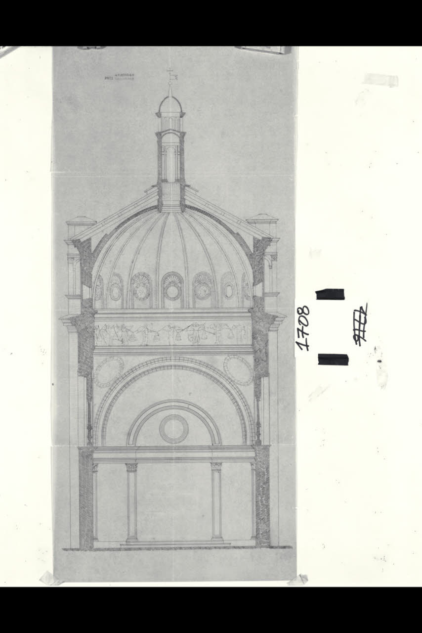 Milano, Chiesa di Sant'Eustorgio, Cappella Portinari. Sezione, Milano, Chiesa di Sant'Eustorgio, Cappella Portinari. Sezione (disegno) di Beltrami, Luca ((?)) (fine/inizio secc. XIX/ XX)