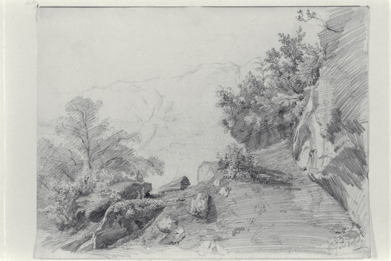 Paesaggio roccioso (disegno) di Gariboldi, Gaetano (sec. XIX)