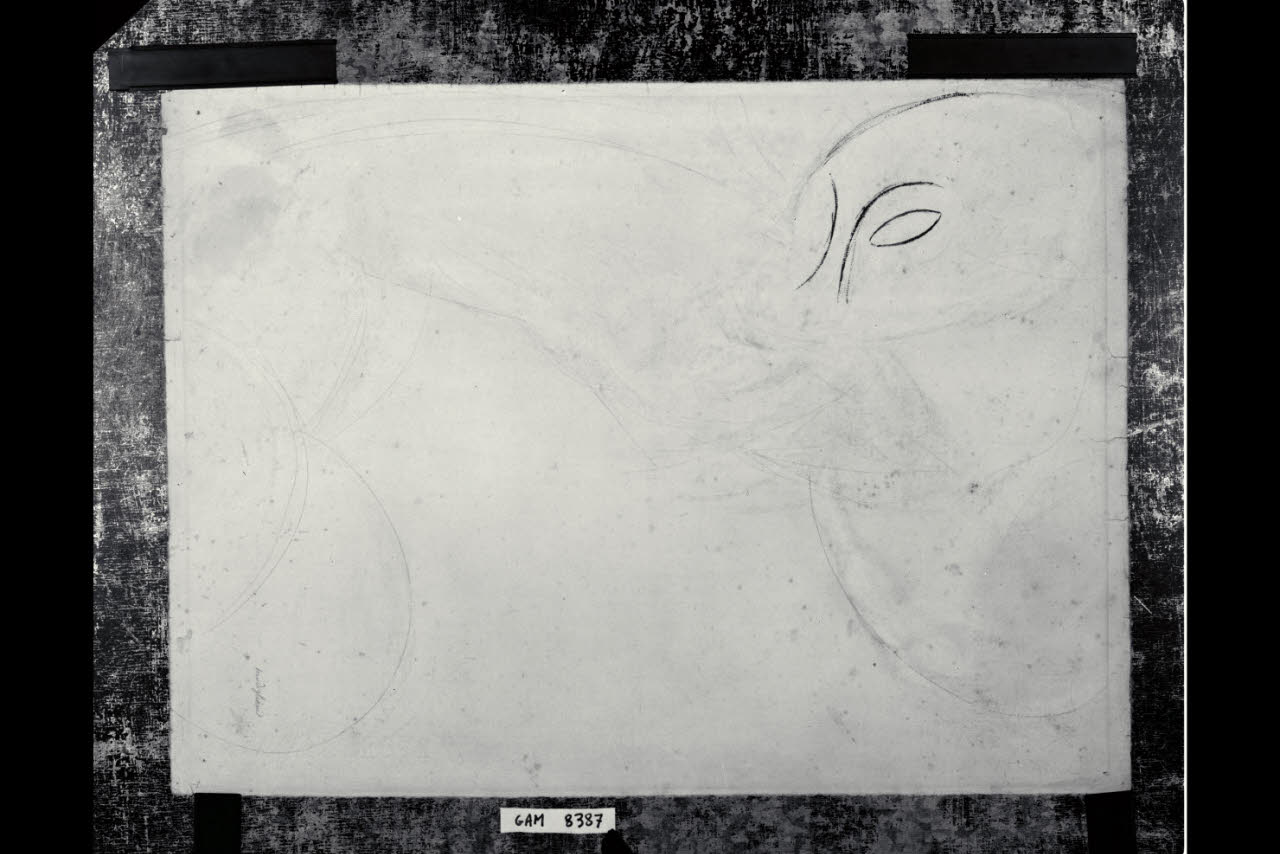 Cariatide in ginocchio verso destra, Cariatide in ginocchio verso destra (disegno) di Modigliani, Amedeo; Modigliani, Amedeo (sec. XX)