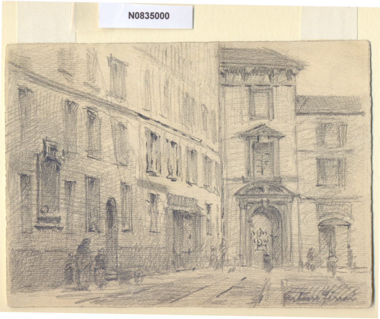 S. M. Beltrade, Veduta di piazza S. Maria Beltrade a Milano (disegno) di Ferrari, Arturo (sec. XX)