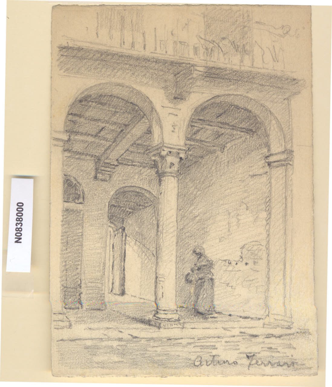 In Via del Bollo, Veduta di via del Bollo a Milano (disegno) di Ferrari, Arturo (sec. XX)