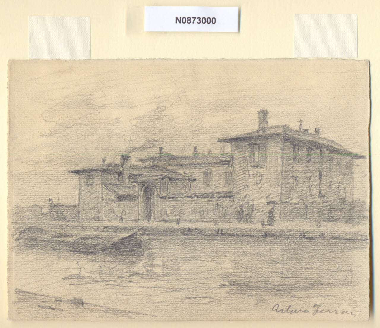 Naviglio Grande, Veduta del Naviglio Grande a Milano (disegno) di Ferrari, Arturo (sec. XX)