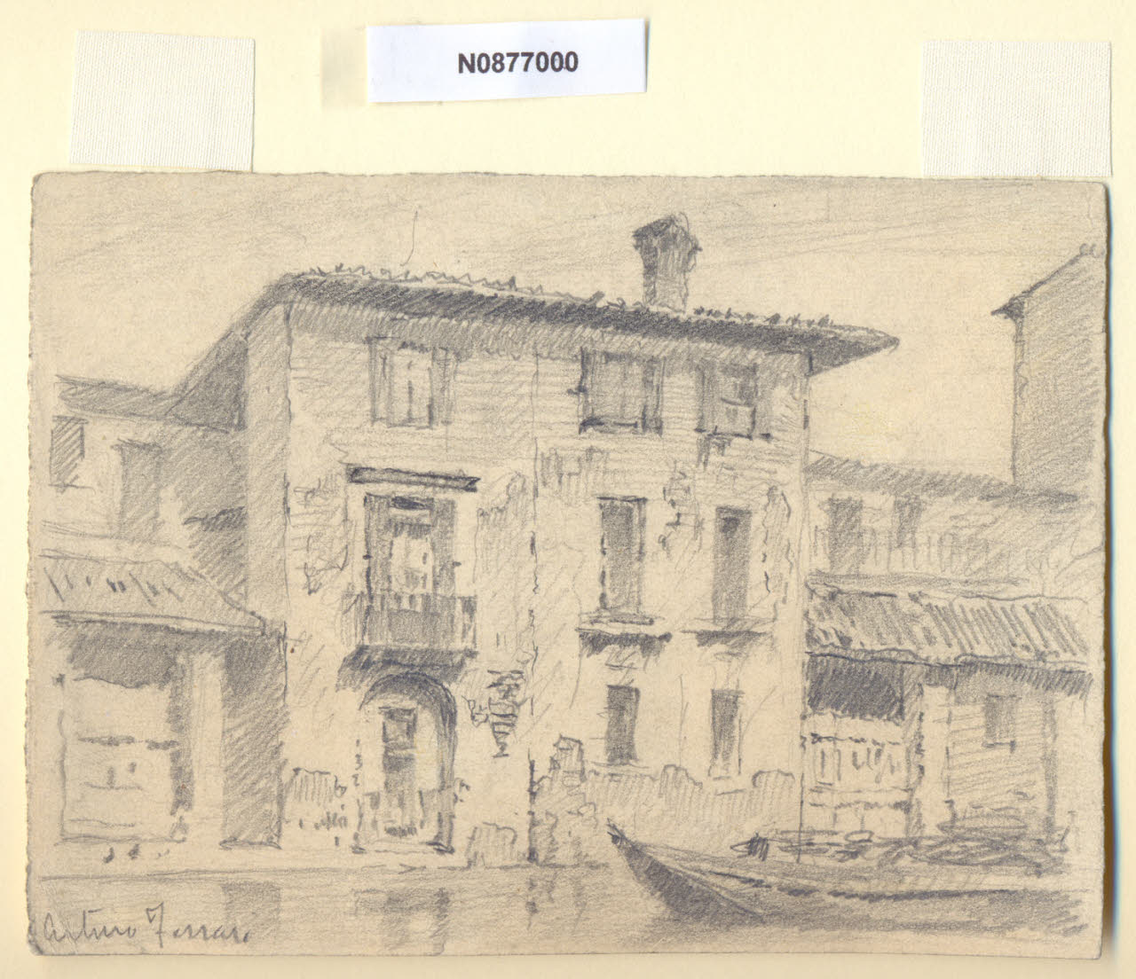 A Santa Sofia, Veduta di via S. Sofia a Milano (disegno) di Ferrari, Arturo (sec. XX)