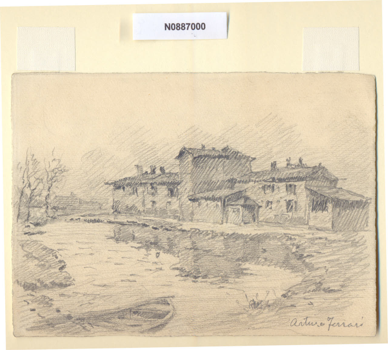 Veduta della Barona a Milano (disegno) di Ferrari, Arturo (sec. XX)