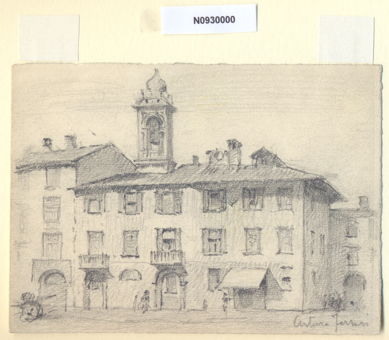 Via Laghetto, Veduta di via Laghetto a Milano (disegno) di Ferrari, Arturo (sec. XX)