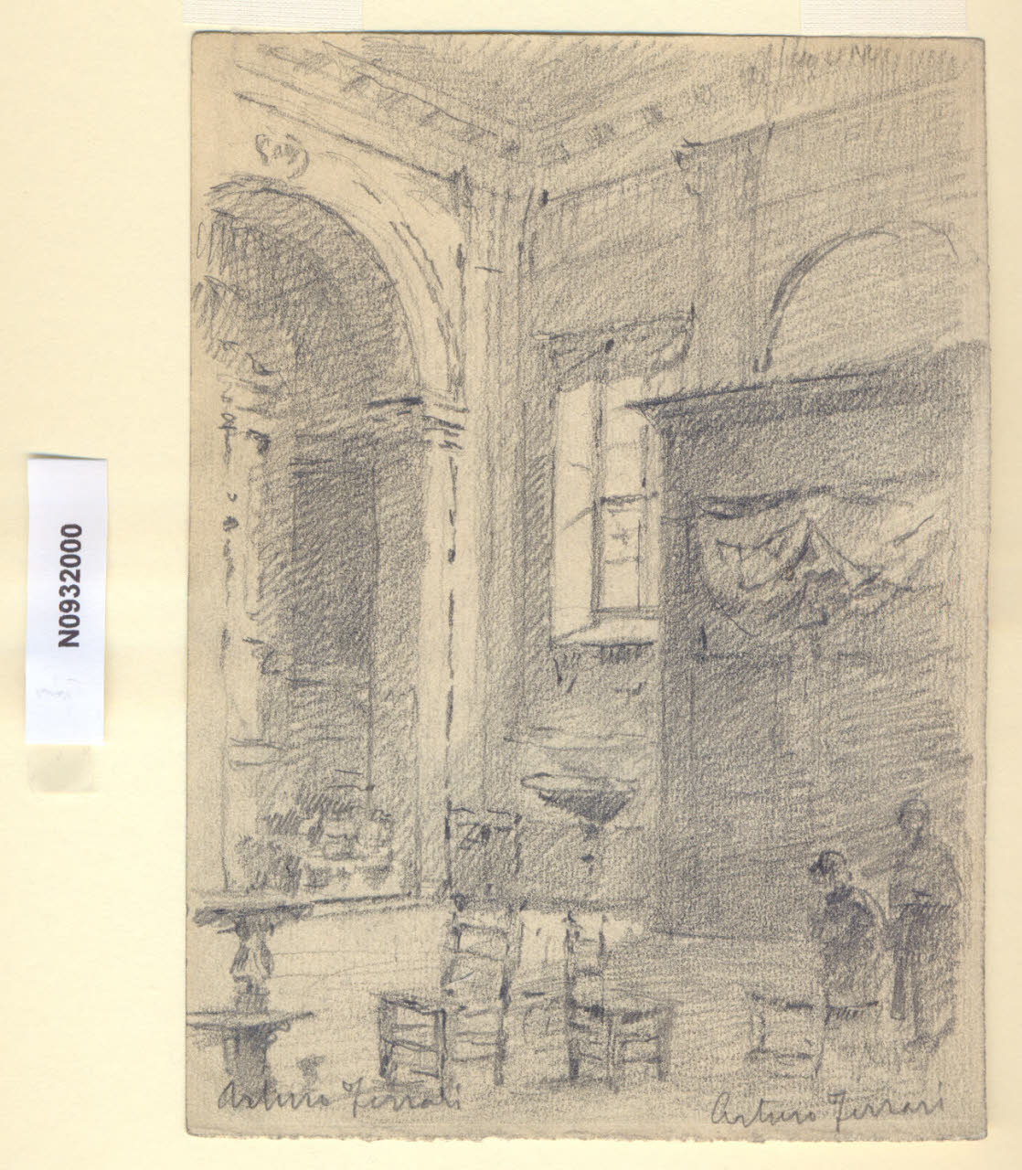 In S. Paolo, Interno della chiesa di S. Paolo Converso a Milano (disegno) di Ferrari, Arturo (sec. XX)