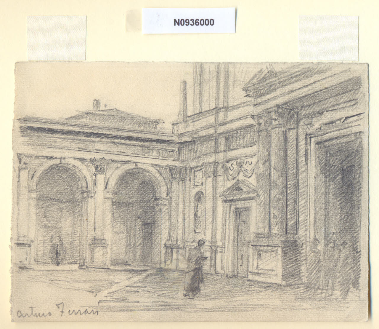 S. Celso, Veduta della chiesa di S. Maria presso S. Celso a Milano (disegno) di Ferrari, Arturo (sec. XX)