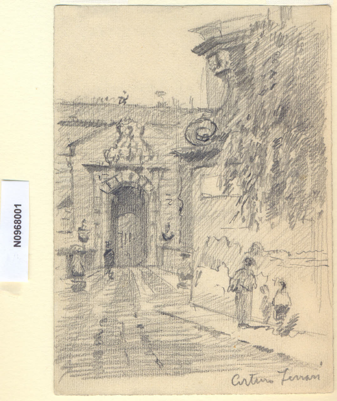 Da Via S Barnaba, Veduta da via S. Barnaba a Milano (disegno) di Ferrari, Arturo (sec. XX)