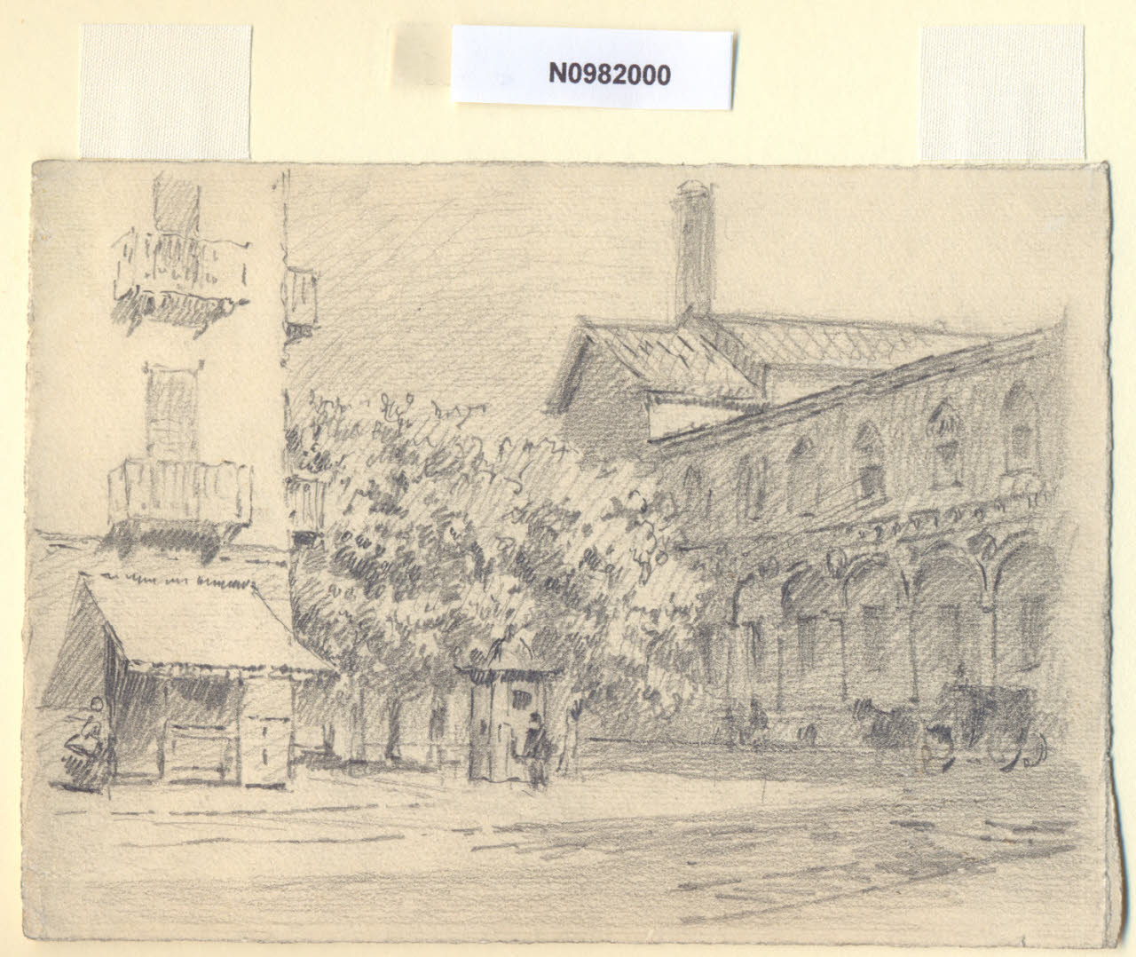 Da Via Osti, Veduta di via Osti a Milano (disegno) di Ferrari, Arturo (sec. XX)