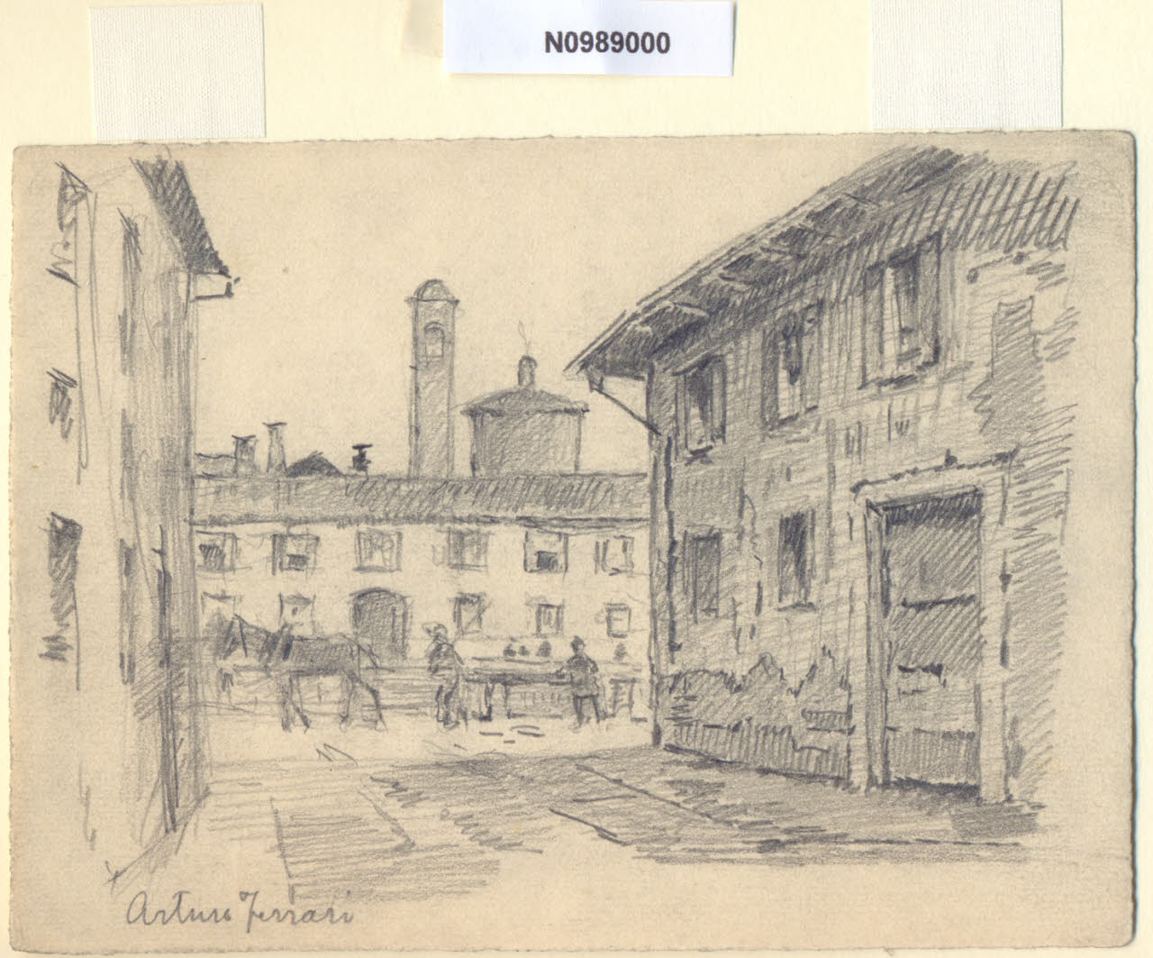 Dalla Magolfa, Veduta da via Magolfa a Milano (disegno) di Ferrari, Arturo (sec. XX)