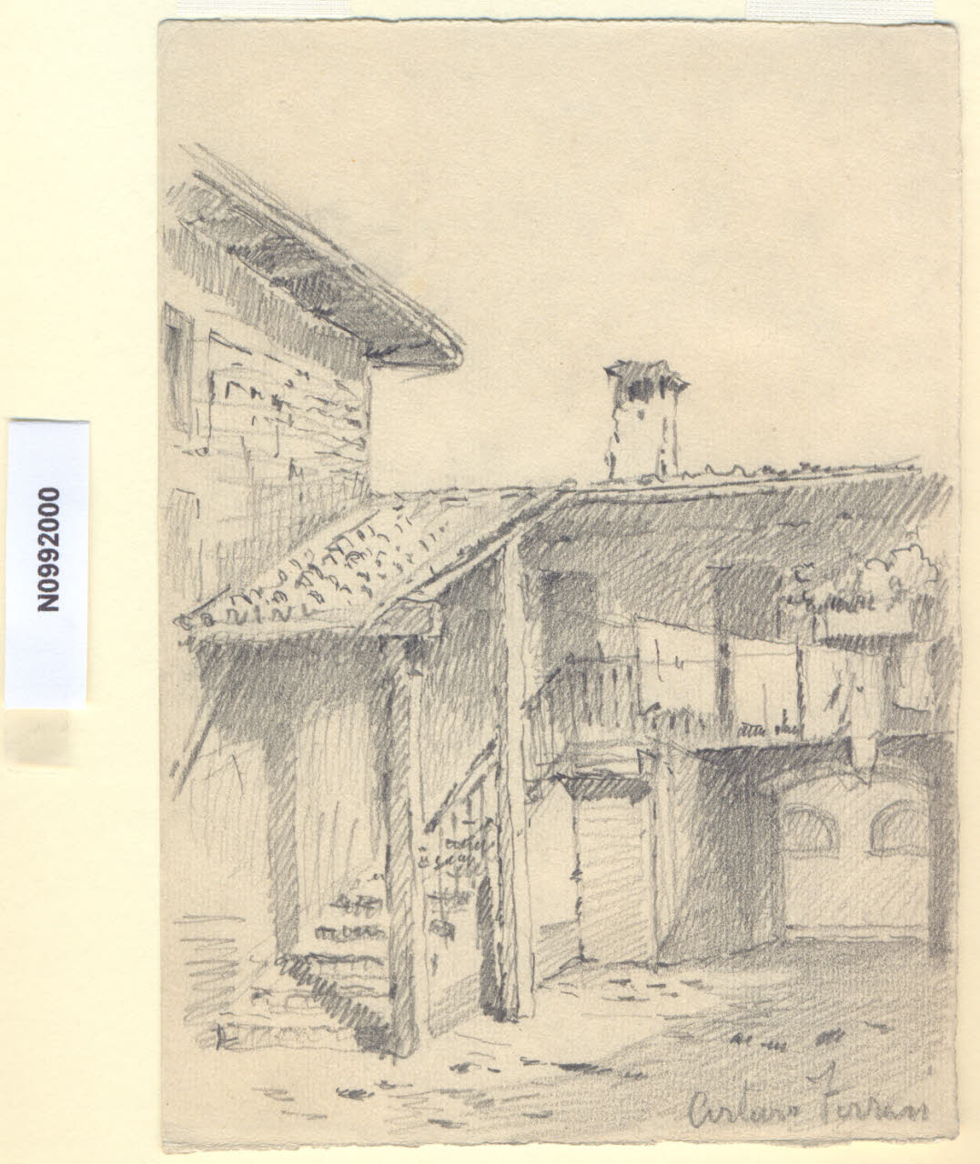 In Via S. Barnaba, Veduta di via S. Barnaba a Milano (disegno) di Ferrari, Arturo (sec. XX)