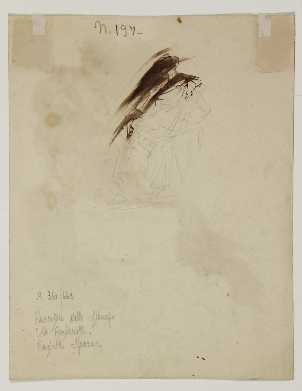 Studio di una statua, Studio di una statua (disegno) di Bison, Giuseppe Bernardino (secc. XVIII/ XIX)